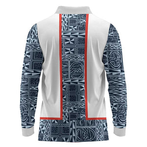 Cameroon Traditional Toghu Pattern Long Sleeve Polo Shirt African Tribal Ndop Geometric Design