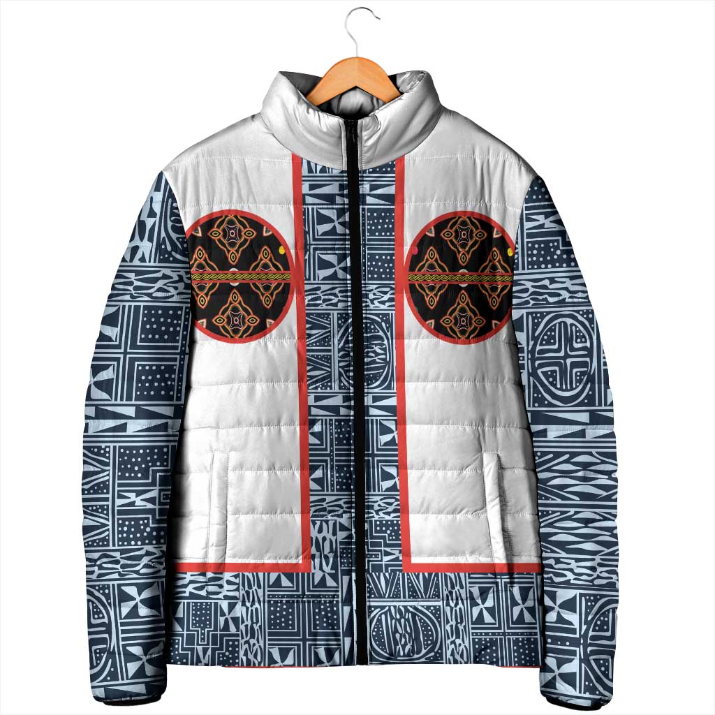 Cameroon Traditional Toghu Pattern Padded Jacket African Tribal Ndop Geometric Design