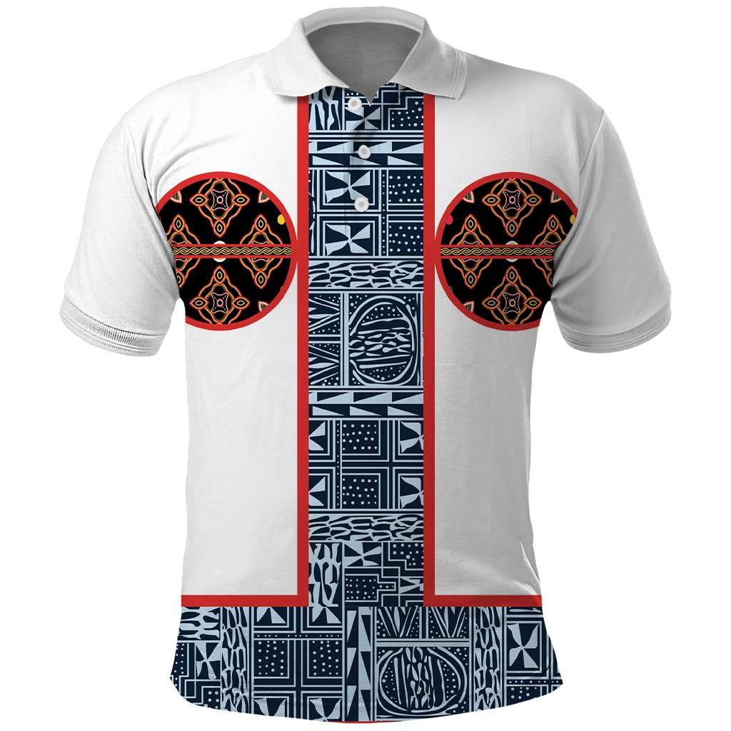 Cameroon Traditional Toghu Pattern Polo Shirt African Tribal Ndop Geometric Design