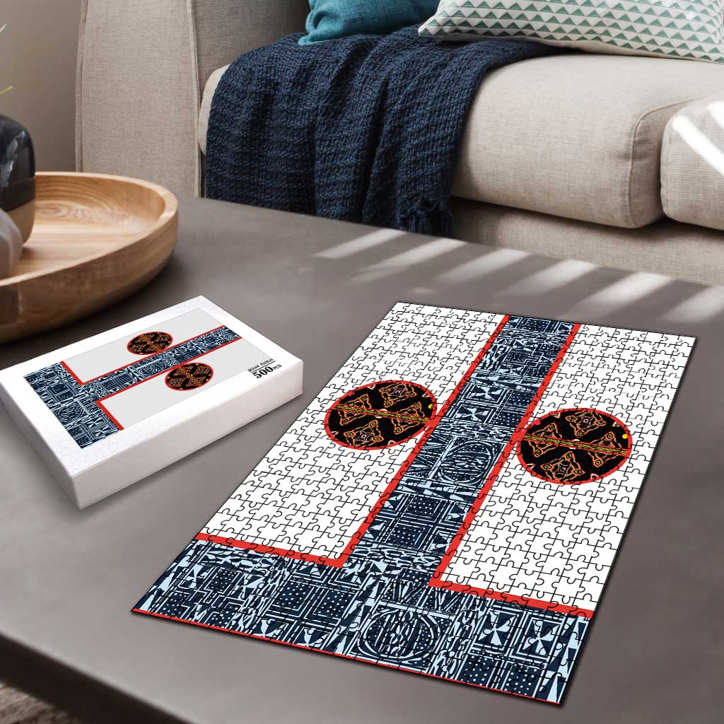 Cameroon Traditional Toghu Pattern Puzzle African Tribal Ndop Geometric Design
