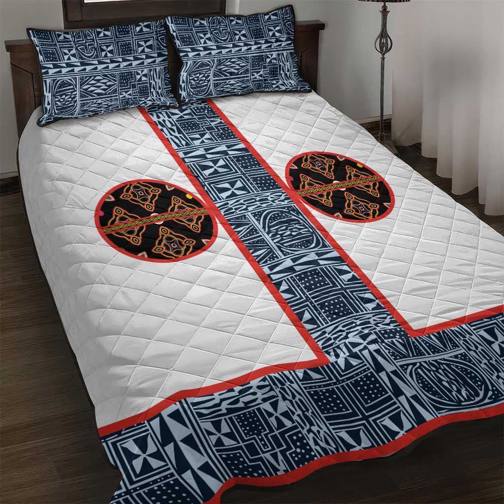 Cameroon Traditional Toghu Pattern Quilt Bed Set African Tribal Ndop Geometric Design