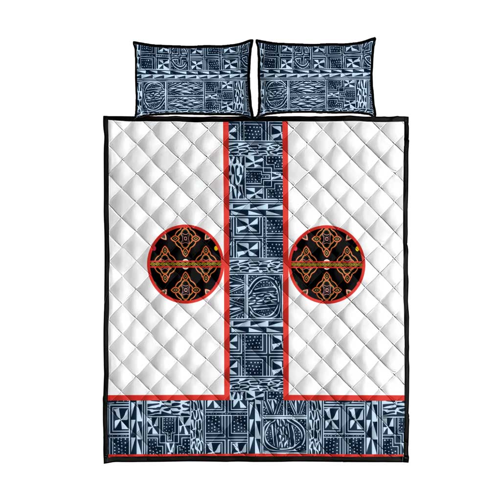 Cameroon Traditional Toghu Pattern Quilt Bed Set African Tribal Ndop Geometric Design