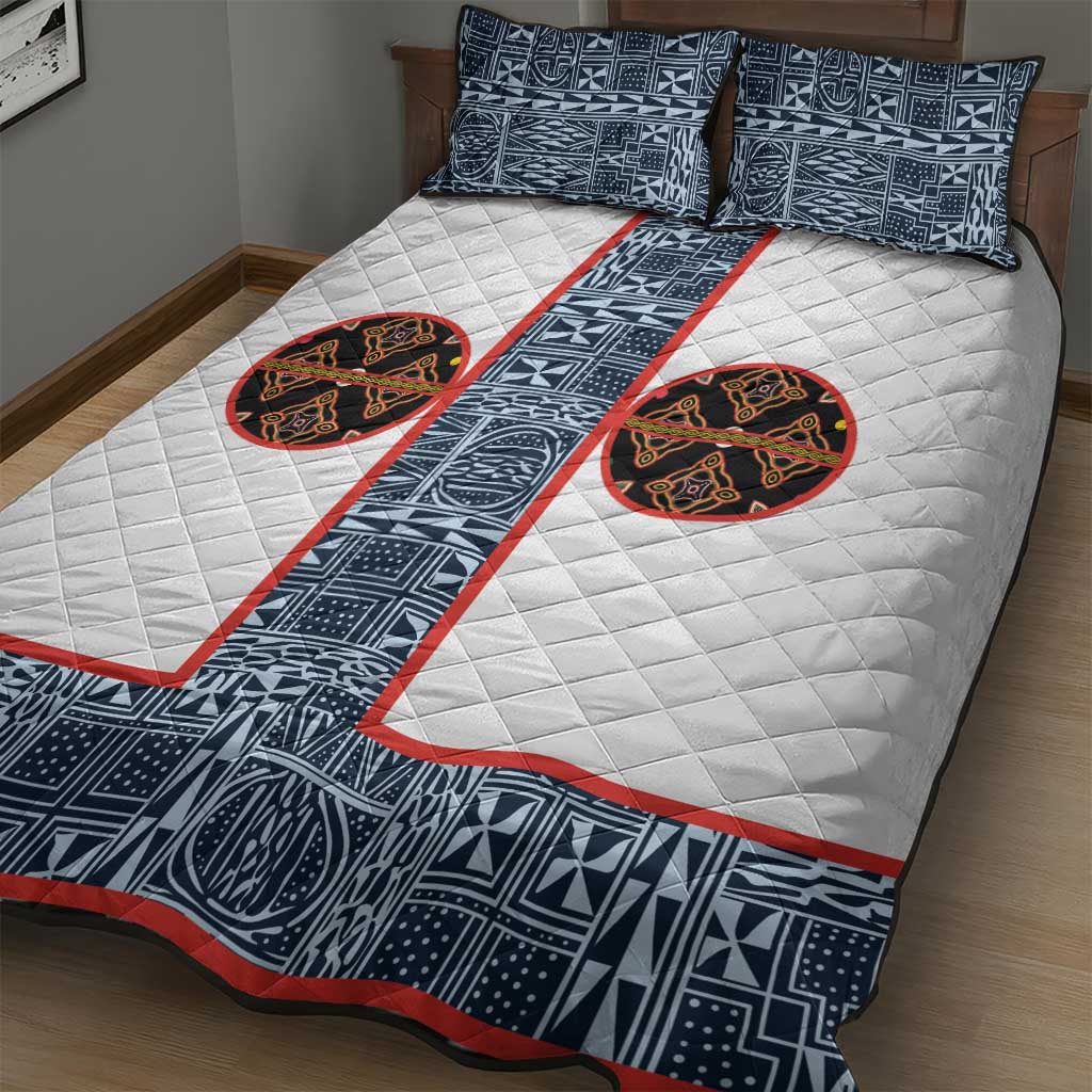 Cameroon Traditional Toghu Pattern Quilt Bed Set African Tribal Ndop Geometric Design