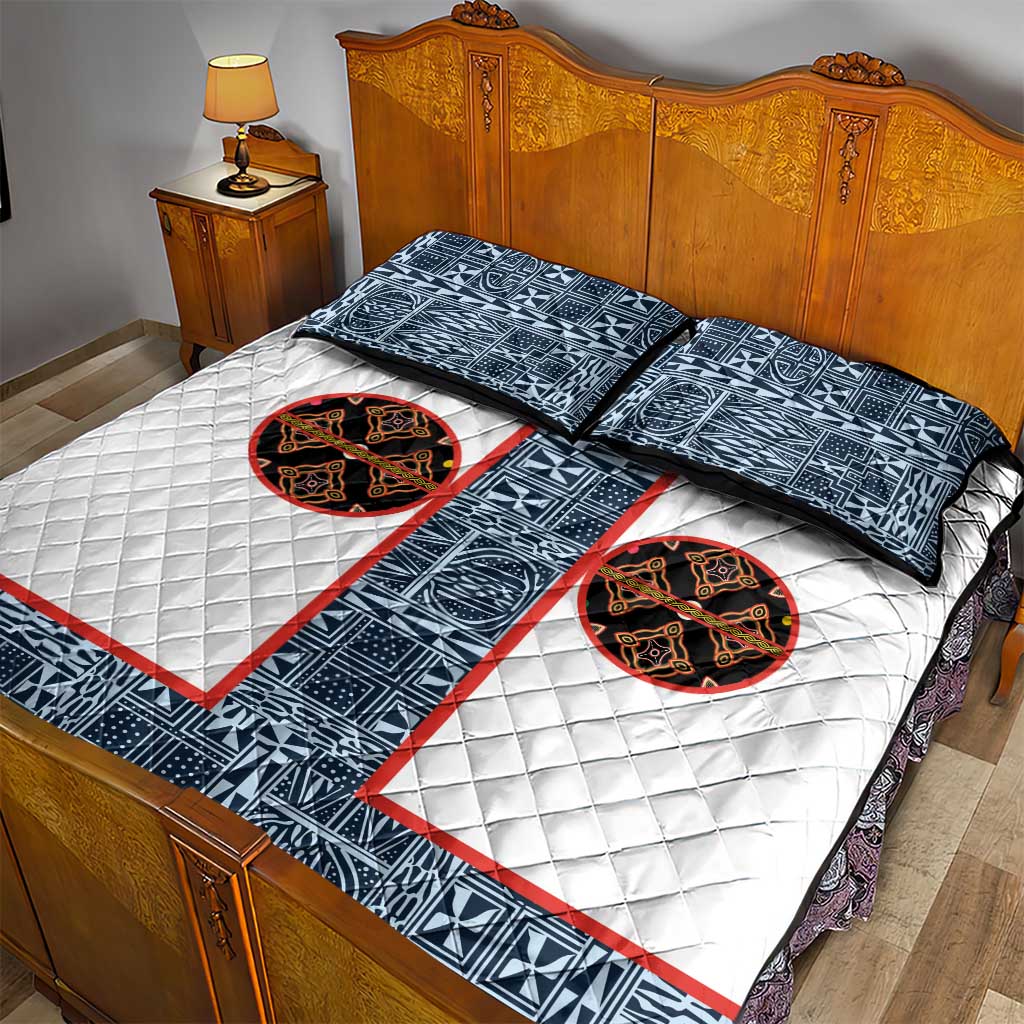 Cameroon Traditional Toghu Pattern Quilt Bed Set African Tribal Ndop Geometric Design