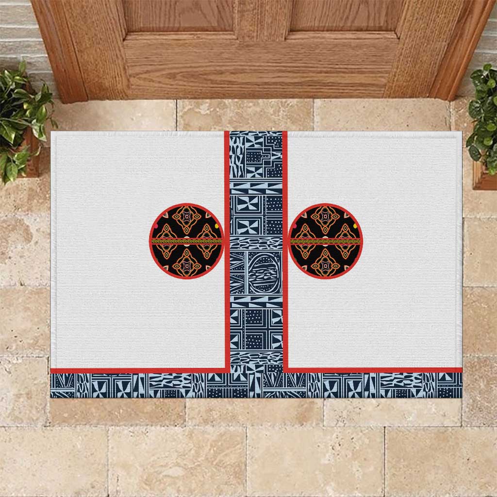 Cameroon Traditional Toghu Pattern Rubber Doormat African Tribal Ndop Geometric Design