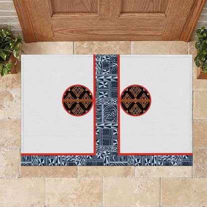 Cameroon Traditional Toghu Pattern Rubber Doormat African Tribal Ndop Geometric Design