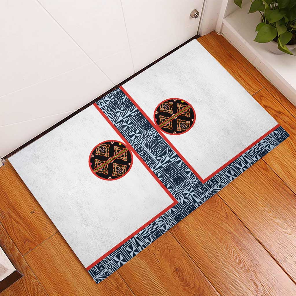 Cameroon Traditional Toghu Pattern Rubber Doormat African Tribal Ndop Geometric Design