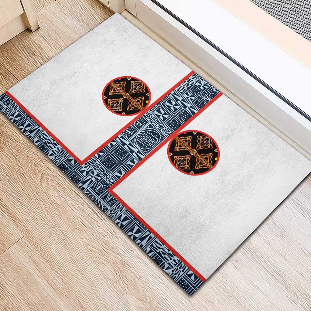 Cameroon Traditional Toghu Pattern Rubber Doormat African Tribal Ndop Geometric Design