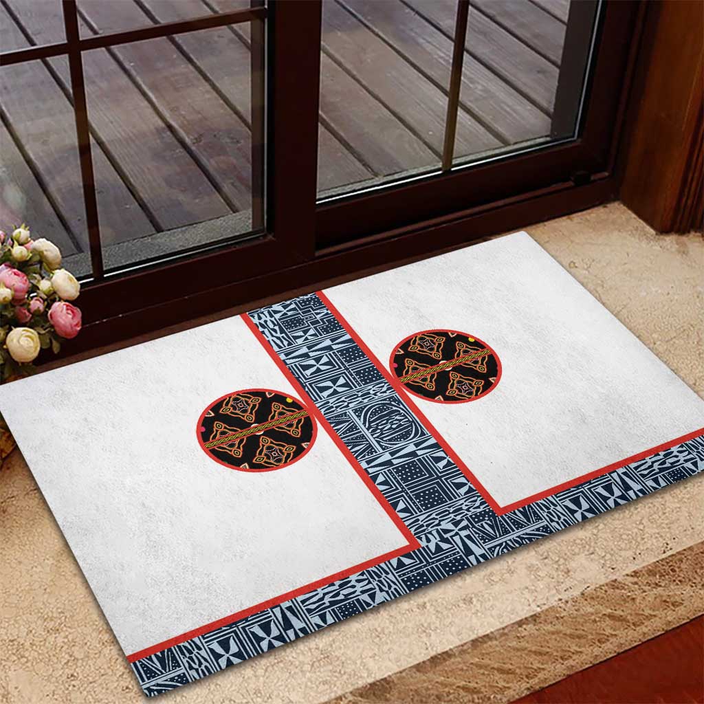 Cameroon Traditional Toghu Pattern Rubber Doormat African Tribal Ndop Geometric Design