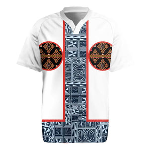 Cameroon Traditional Toghu Pattern Rugby Jersey African Tribal Ndop Geometric Design