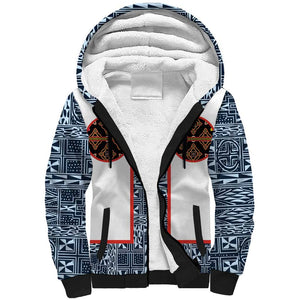 Cameroon Traditional Toghu Pattern Sherpa Hoodie African Tribal Ndop Geometric Design