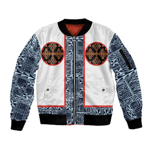 Cameroon Traditional Toghu Pattern Sleeve Zip Bomber Jacket African Tribal Ndop Geometric Design