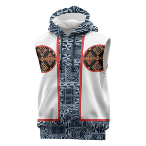 Cameroon Traditional Toghu Pattern Sleeveless Hoodie African Tribal Ndop Geometric Design