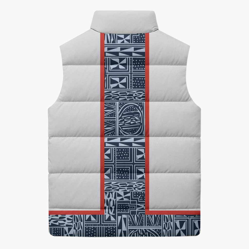 Cameroon Traditional Toghu Pattern Sleeveless Puffer Jacket African Tribal Ndop Geometric Design