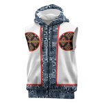 Cameroon Traditional Toghu Pattern Sleeveless Zip Hoodie African Tribal Ndop Geometric Design