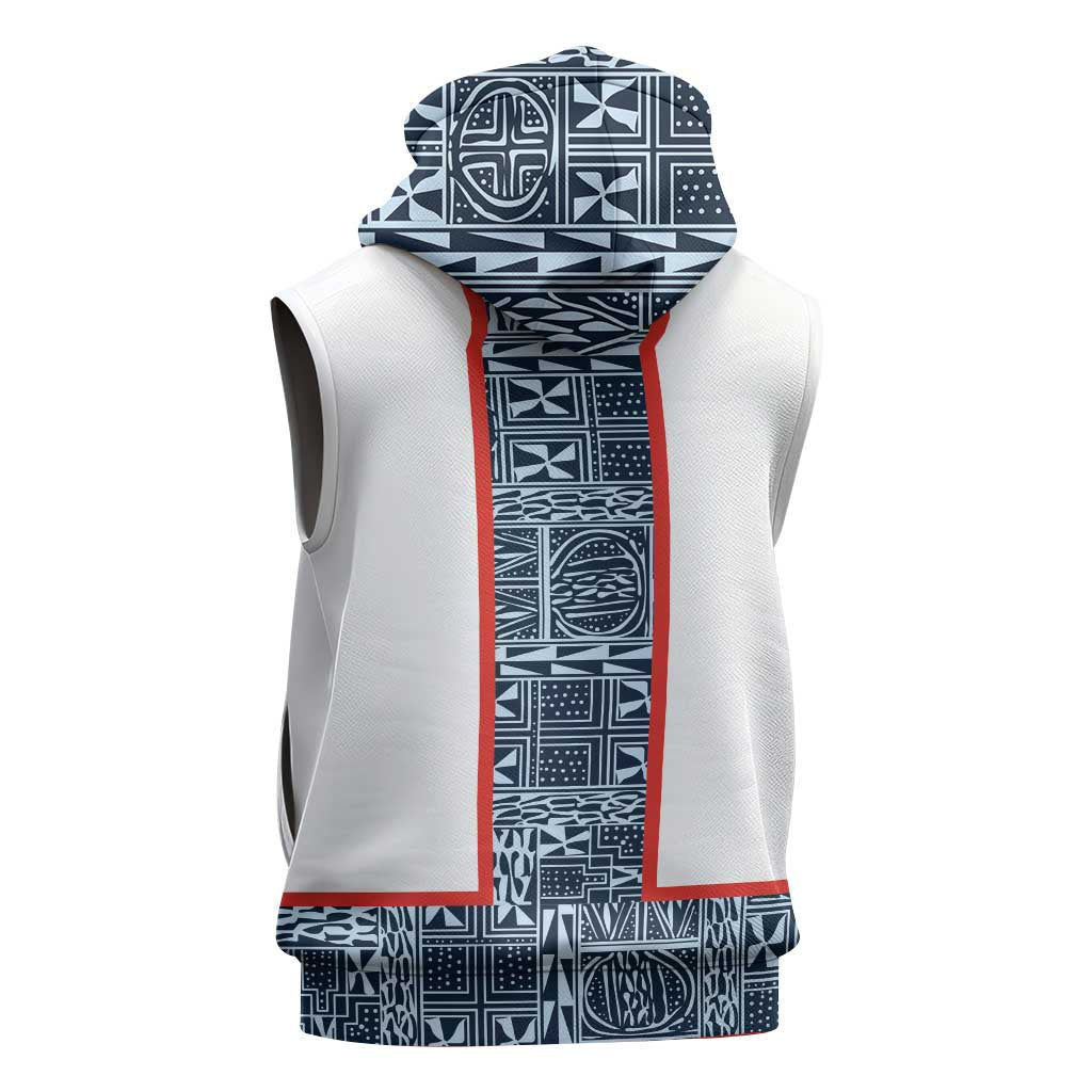 Cameroon Traditional Toghu Pattern Sleeveless Zip Hoodie African Tribal Ndop Geometric Design