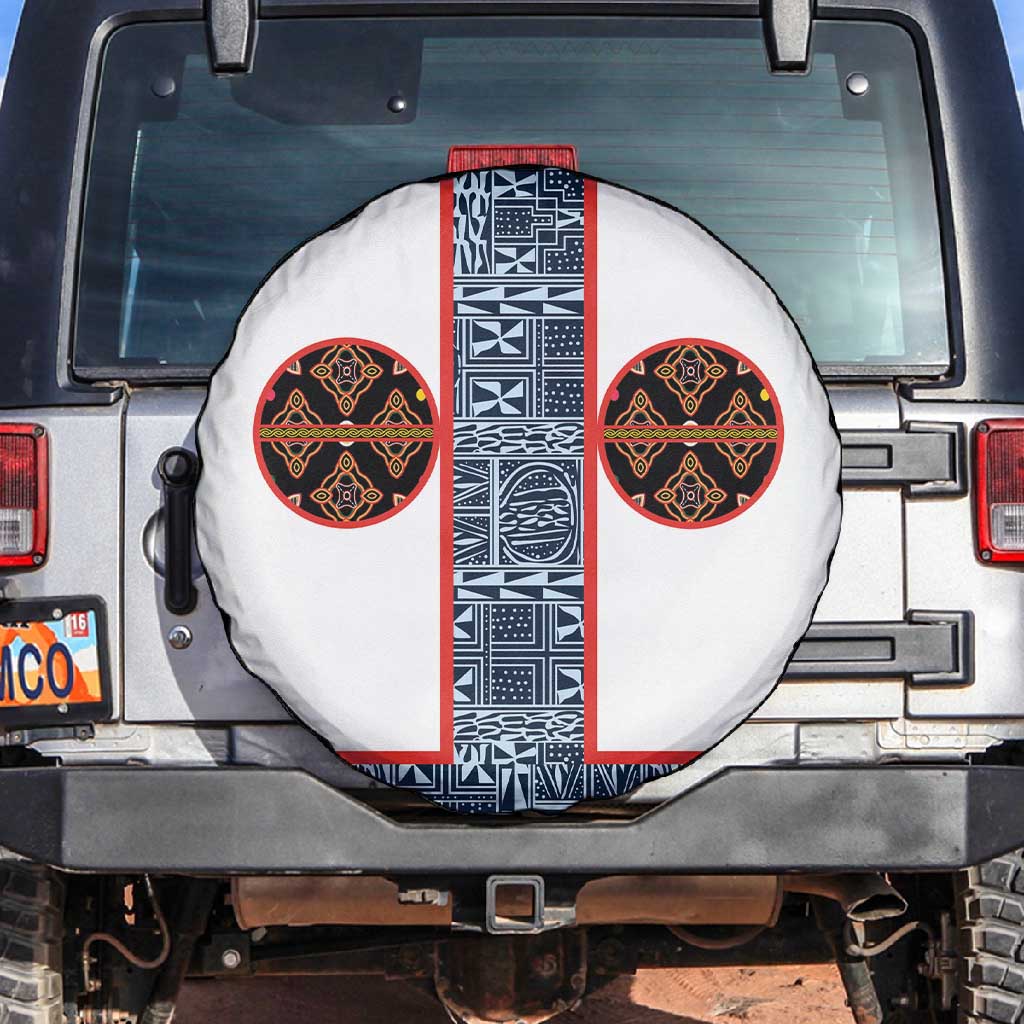 Cameroon Traditional Toghu Pattern Spare Tire Cover African Tribal Ndop Geometric Design