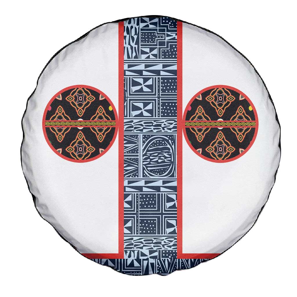 Cameroon Traditional Toghu Pattern Spare Tire Cover African Tribal Ndop Geometric Design