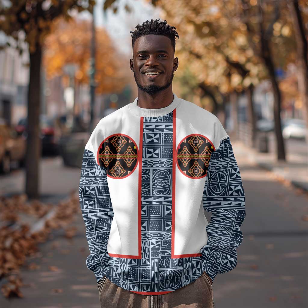 Cameroon Traditional Toghu Pattern Sweatshirt African Tribal Ndop Geometric Design