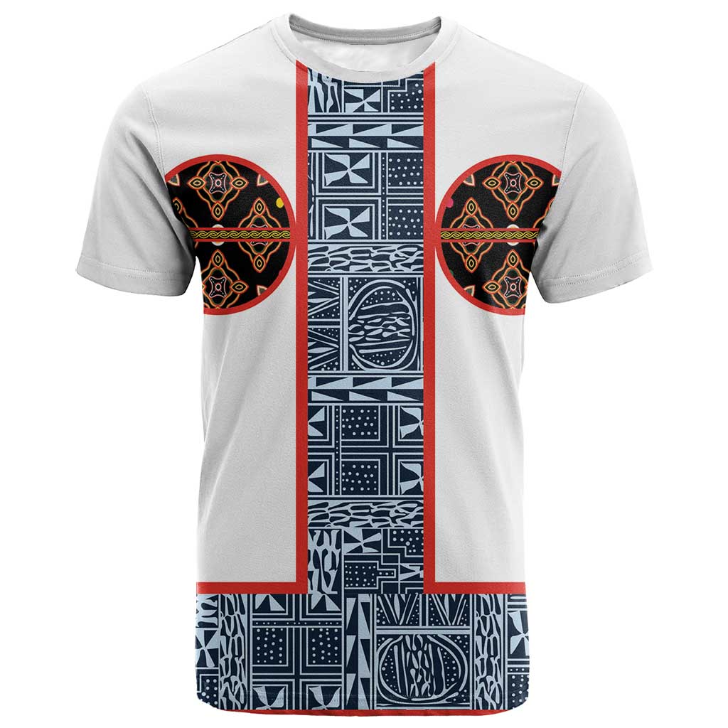 Cameroon Traditional Toghu Pattern T shirt African Tribal Ndop Geometric Design