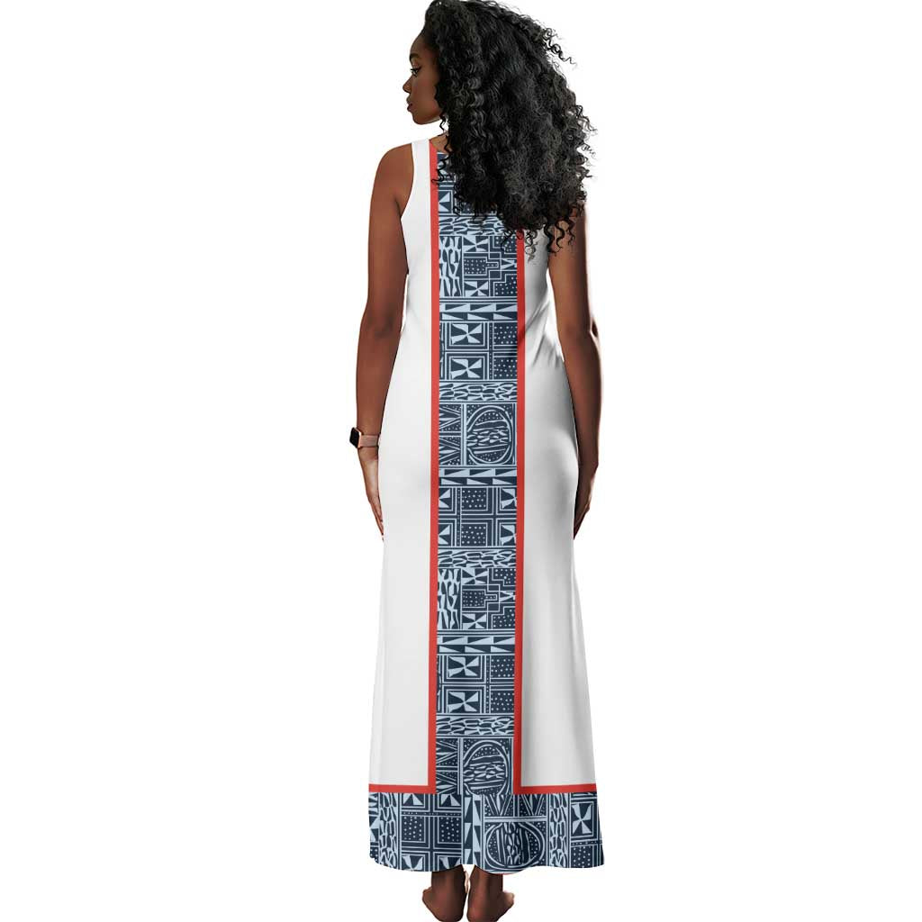 Cameroon Traditional Toghu Pattern Tank Maxi Dress African Tribal Ndop Geometric Design
