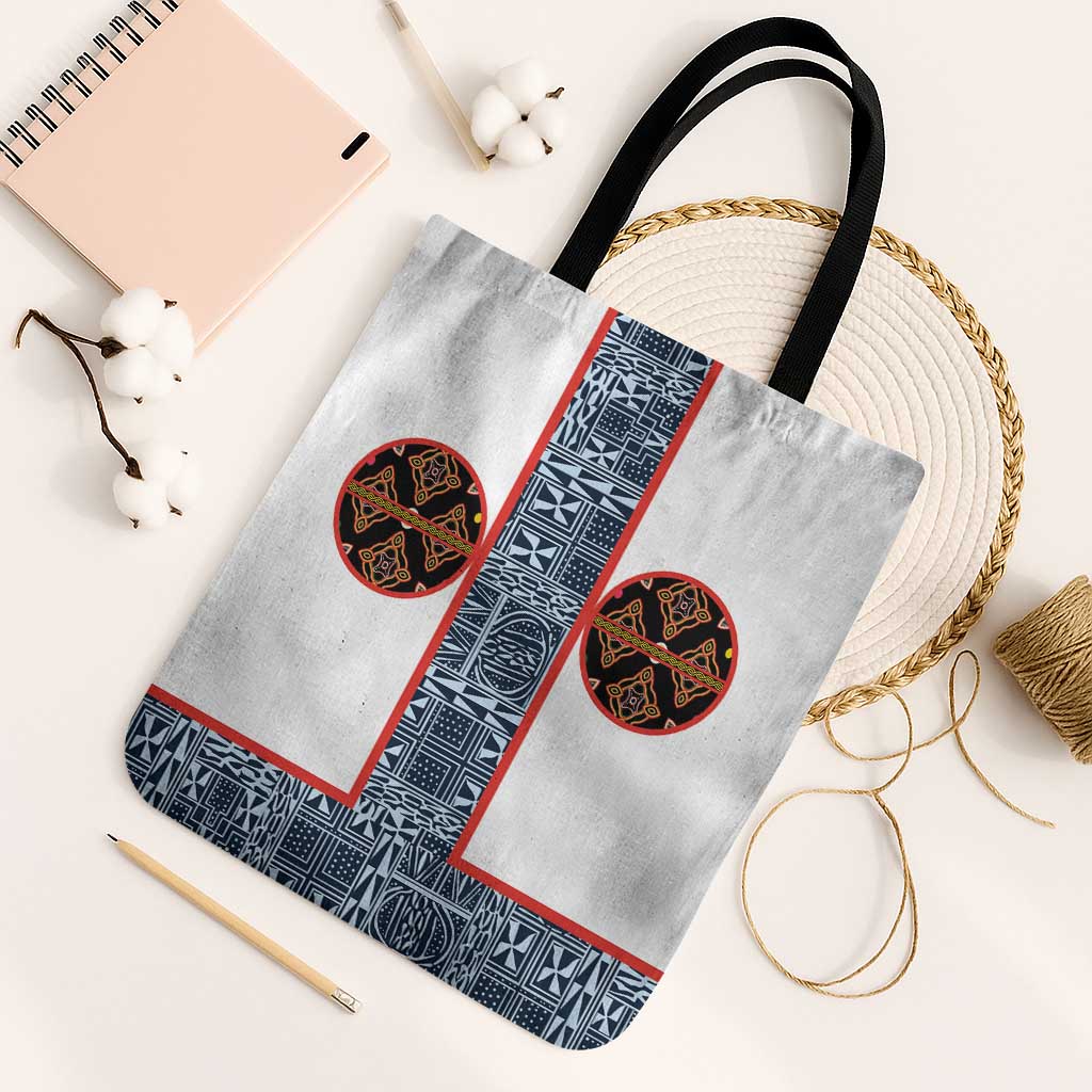 Cameroon Traditional Toghu Pattern Tote Bag African Tribal Ndop Geometric Design