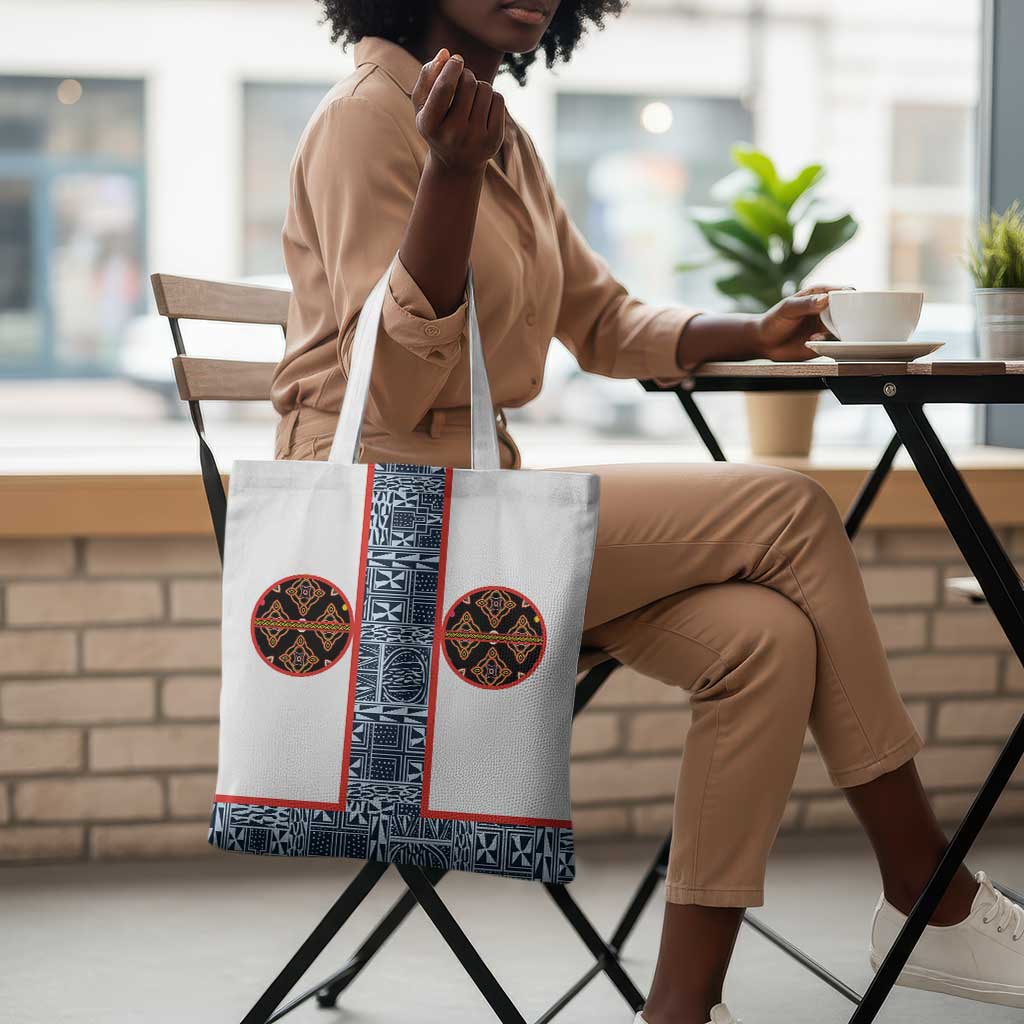 Cameroon Traditional Toghu Pattern Tote Bag African Tribal Ndop Geometric Design