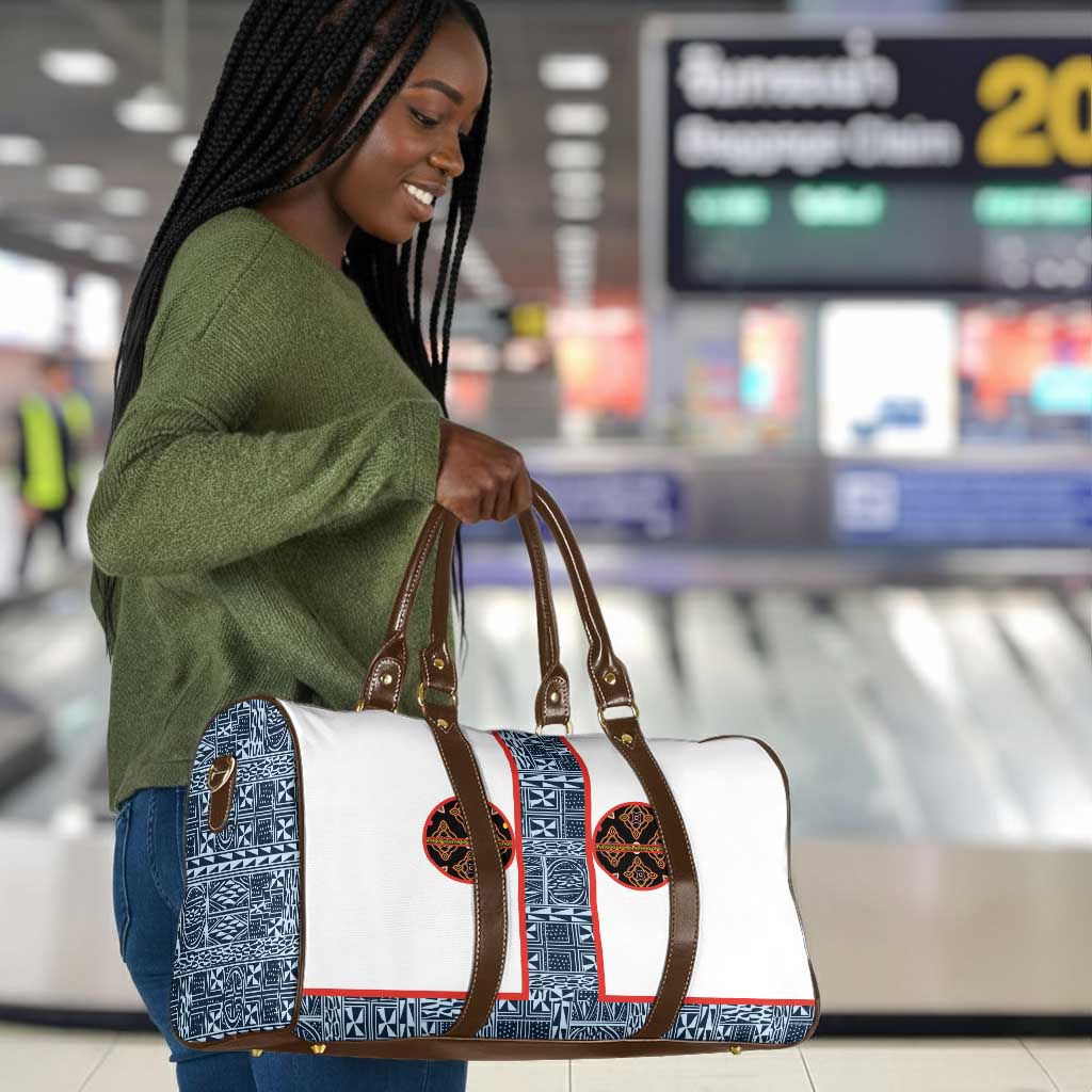 Cameroon Traditional Toghu Pattern Travel Bag African Tribal Ndop Geometric Design