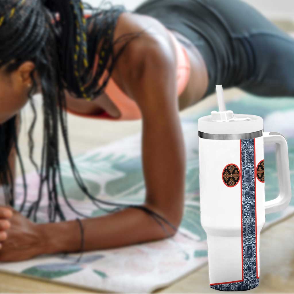 Cameroon Traditional Toghu Pattern Tumbler With Handle African Tribal Ndop Geometric Design