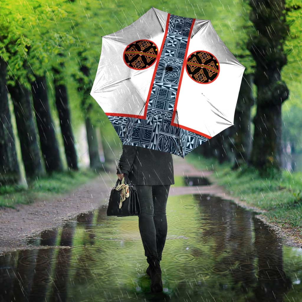 Cameroon Traditional Toghu Pattern Umbrella African Tribal Ndop Geometric Design