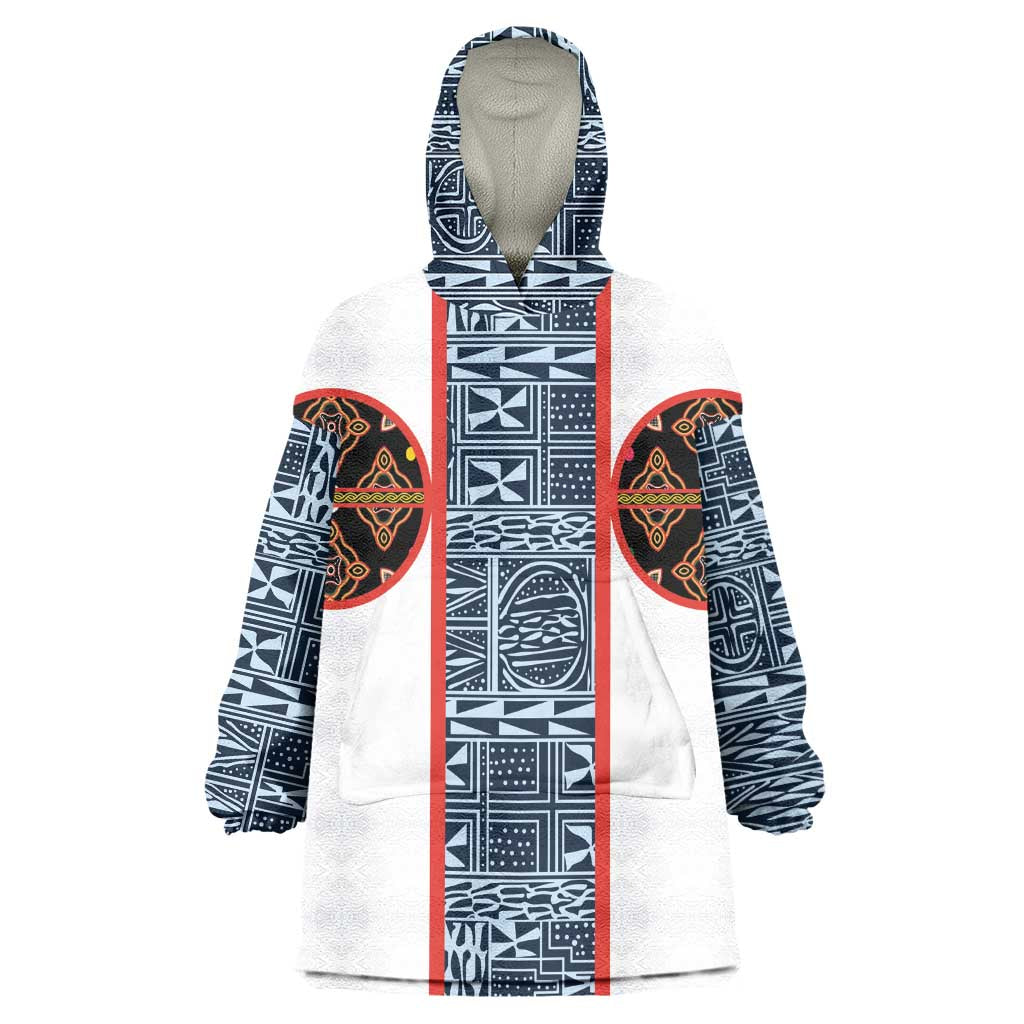 Cameroon Traditional Toghu Pattern Wearable Blanket Hoodie African Tribal Ndop Geometric Design