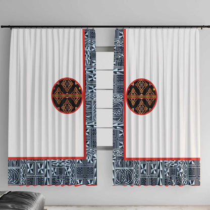 Cameroon Traditional Toghu Pattern Window Curtain African Tribal Ndop Geometric Design