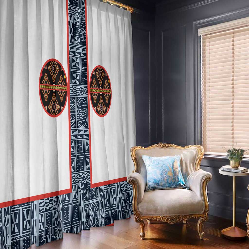 Cameroon Traditional Toghu Pattern Window Curtain African Tribal Ndop Geometric Design