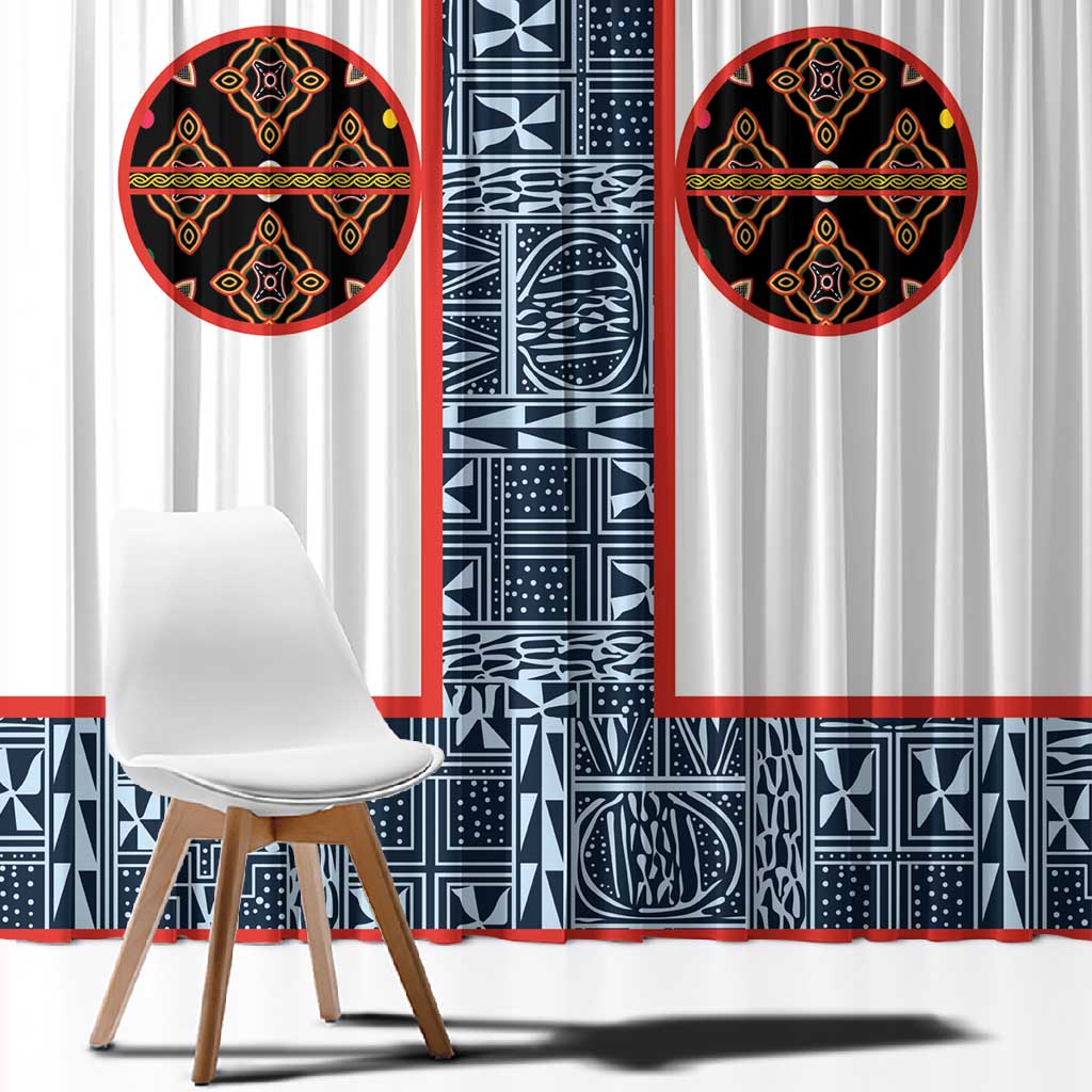 Cameroon Traditional Toghu Pattern Window Curtain African Tribal Ndop Geometric Design