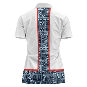 Cameroon Traditional Toghu Pattern Women Polo Shirt African Tribal Ndop Geometric Design