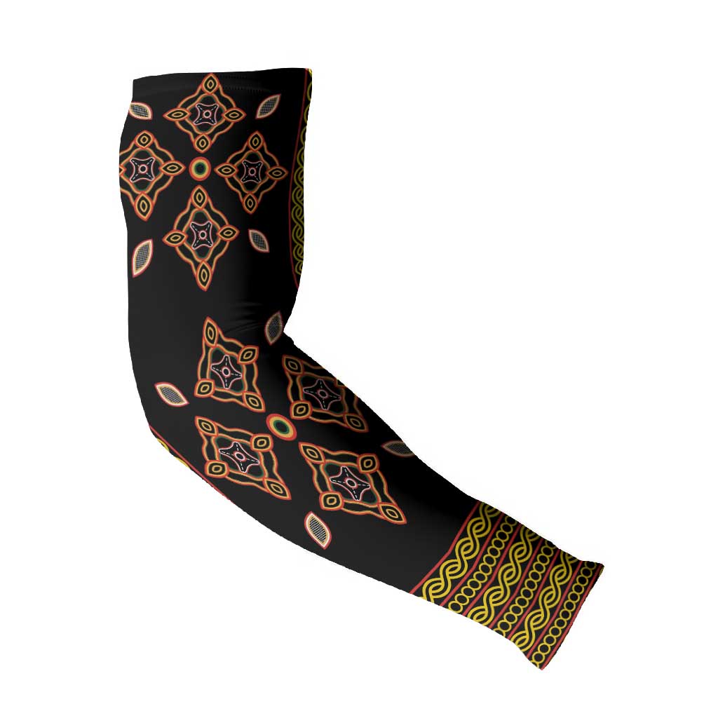 Cameroon Bamileke Toghu Pattern Arm Sleeves Bamenda Royal Cultural Design