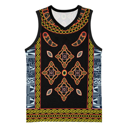 Cameroon Bamileke Toghu Pattern Basketball Jersey Bamenda Royal Cultural Design