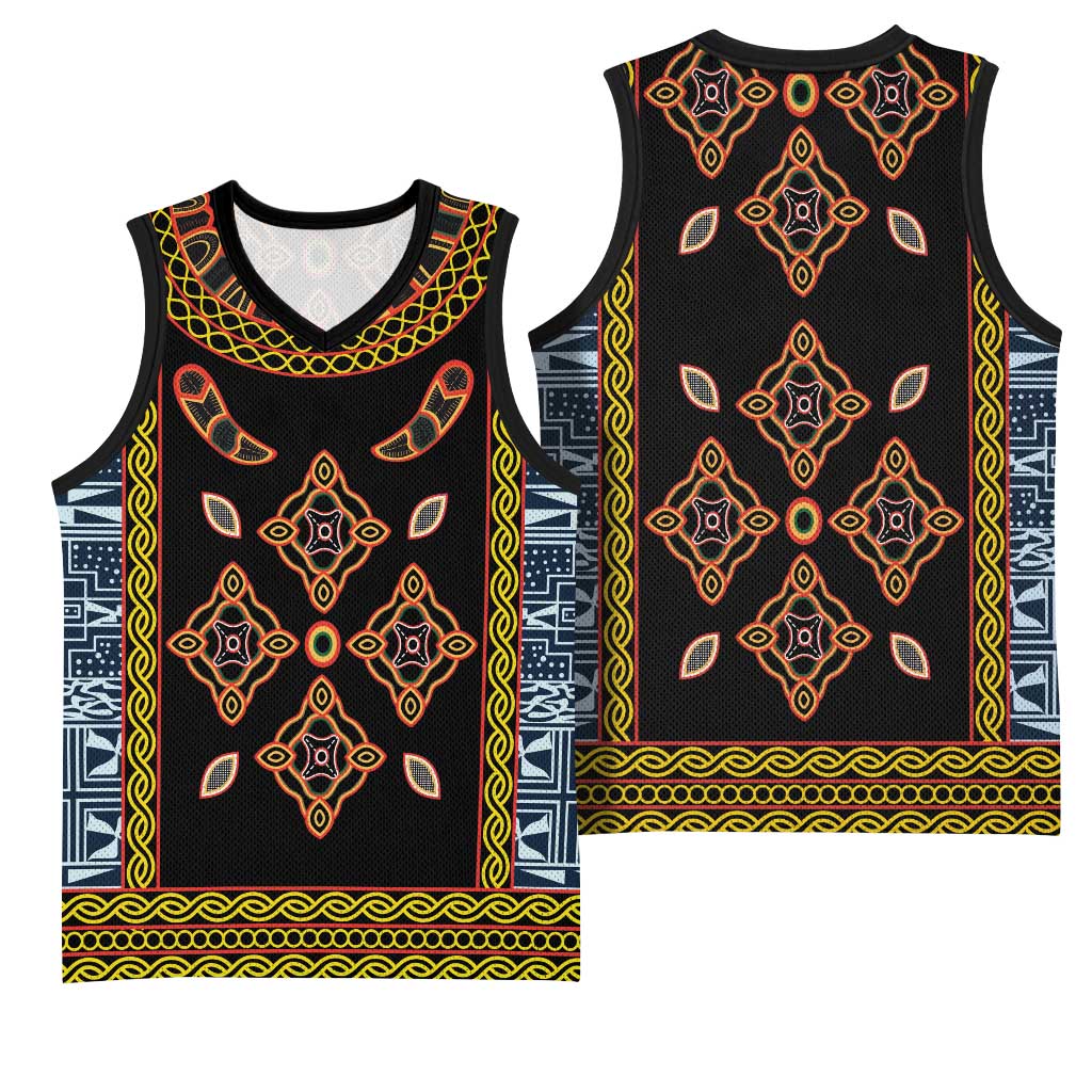 Cameroon Bamileke Toghu Pattern Basketball Jersey Bamenda Royal Cultural Design
