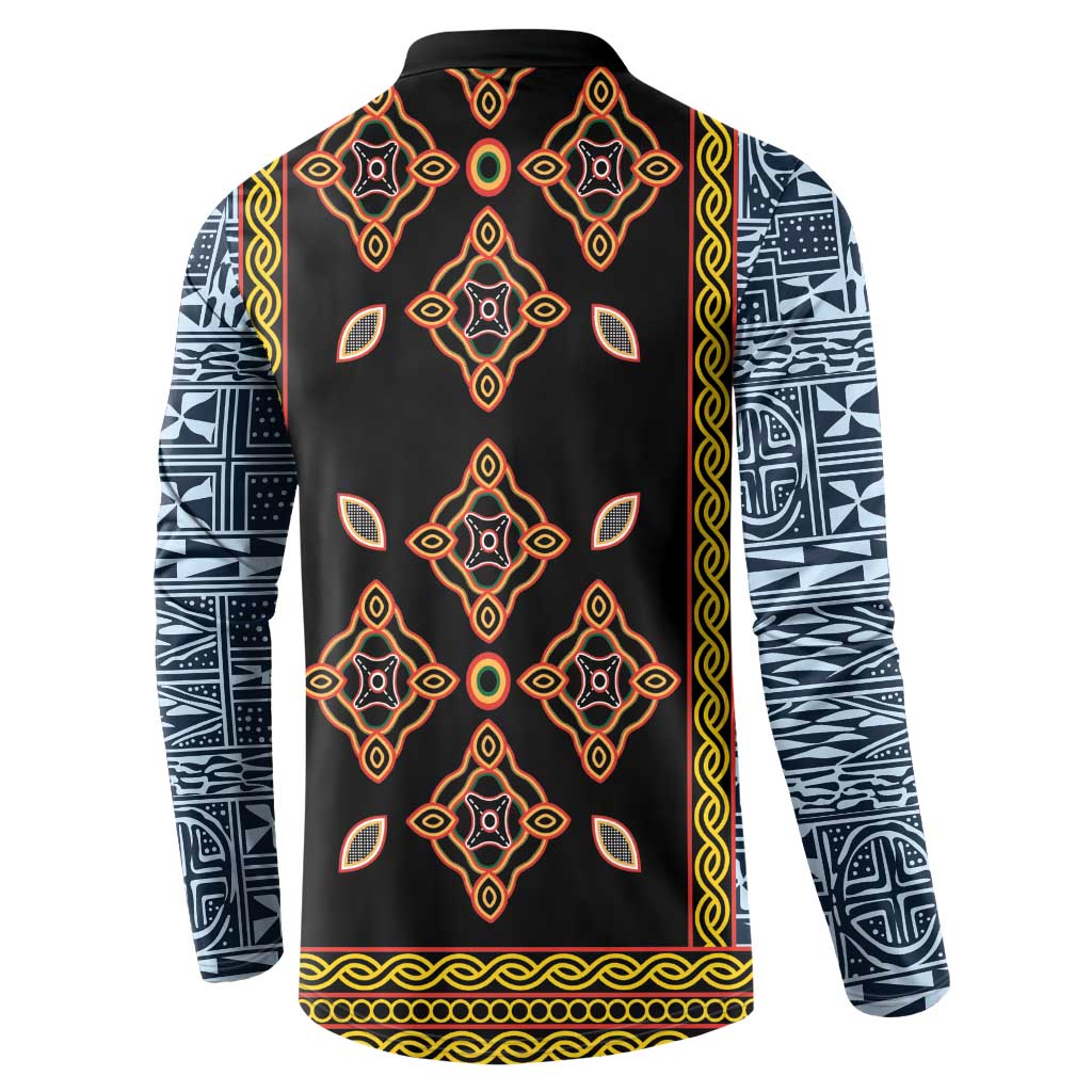 Cameroon Bamileke Toghu Pattern Button Sweatshirt Bamenda Royal Cultural Design