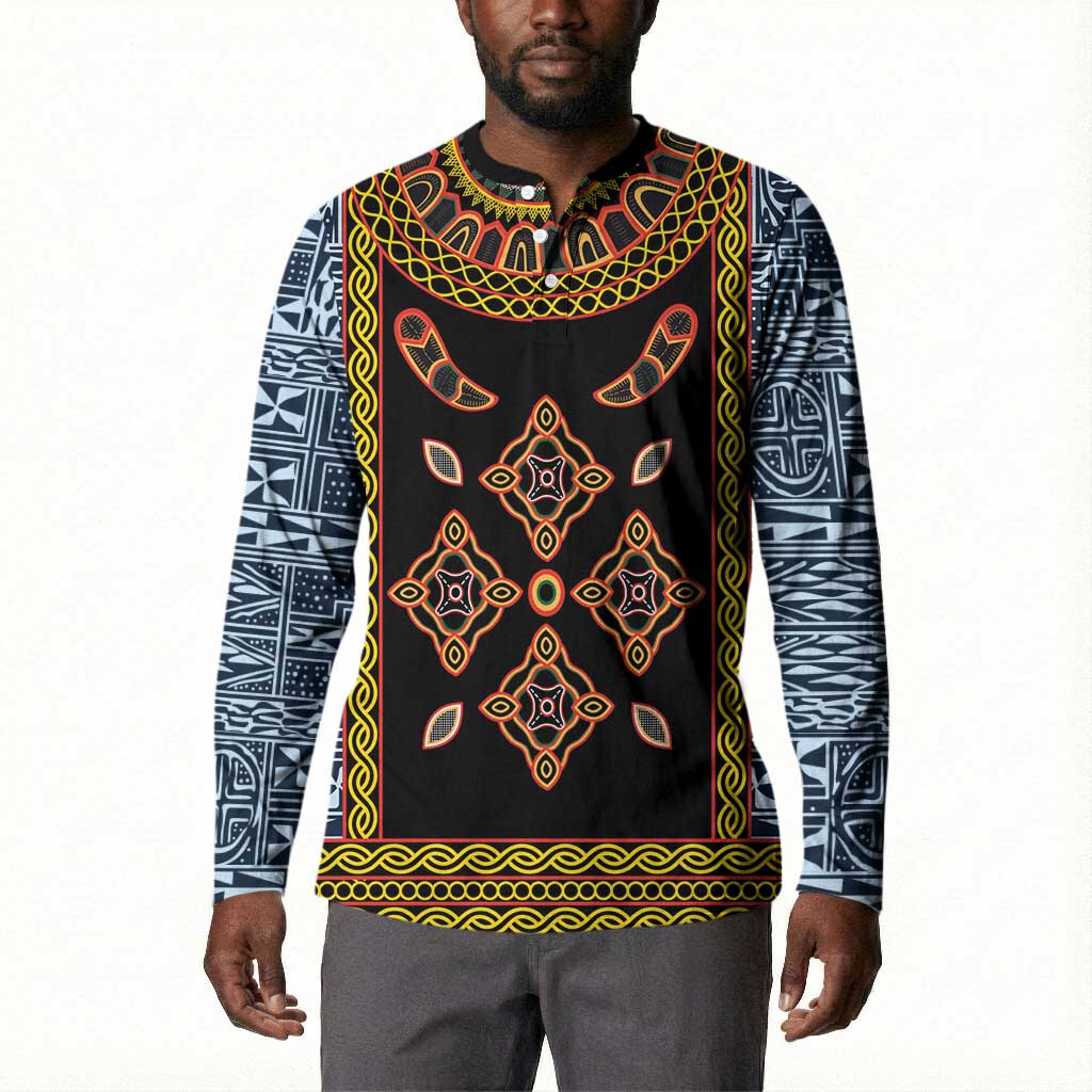 Cameroon Bamileke Toghu Pattern Button Sweatshirt Bamenda Royal Cultural Design