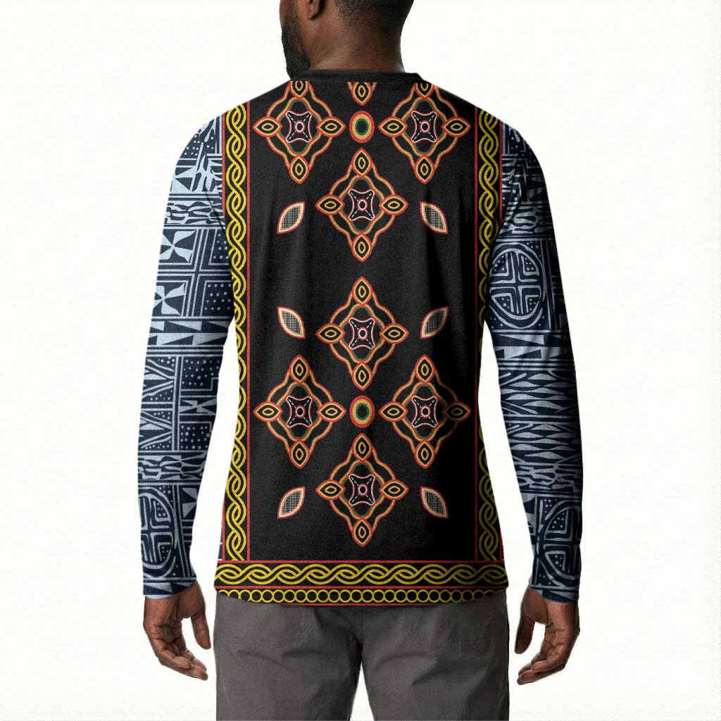 Cameroon Bamileke Toghu Pattern Button Sweatshirt Bamenda Royal Cultural Design