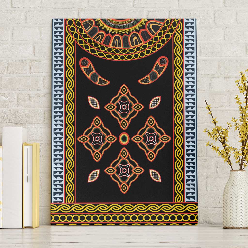 Cameroon Bamileke Toghu Pattern Canvas Wall Art Bamenda Royal Cultural Design