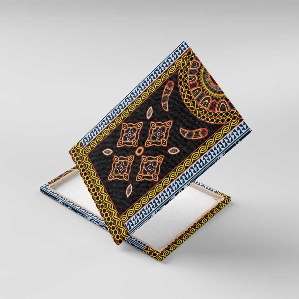Cameroon Bamileke Toghu Pattern Canvas Wall Art Bamenda Royal Cultural Design