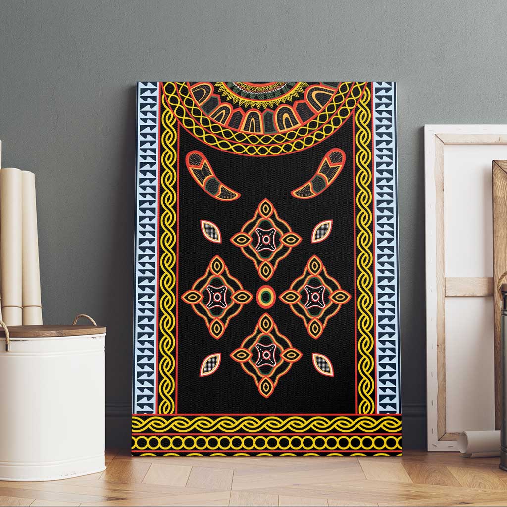 Cameroon Bamileke Toghu Pattern Canvas Wall Art Bamenda Royal Cultural Design