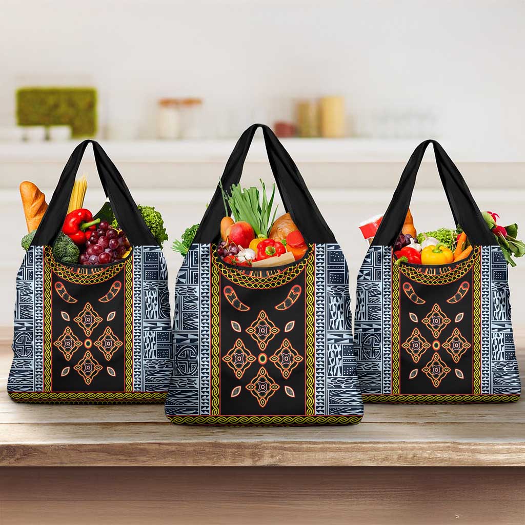 Cameroon Bamileke Toghu Pattern Grocery Bag Bamenda Royal Cultural Design