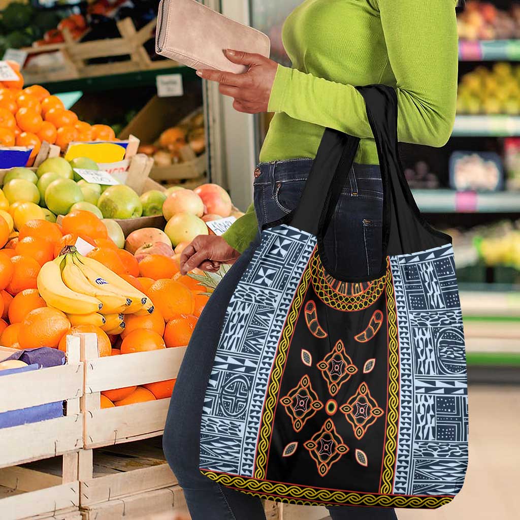 Cameroon Bamileke Toghu Pattern Grocery Bag Bamenda Royal Cultural Design