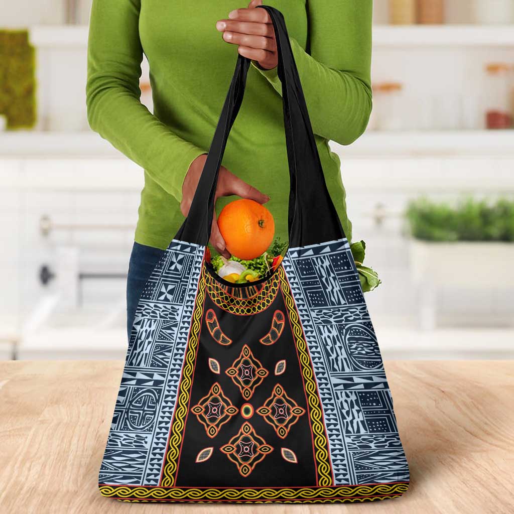 Cameroon Bamileke Toghu Pattern Grocery Bag Bamenda Royal Cultural Design