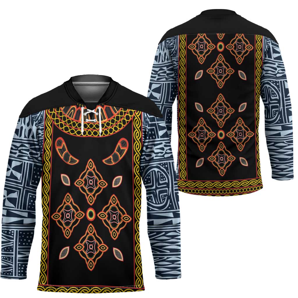Cameroon Bamileke Toghu Pattern Hockey Jersey Bamenda Royal Cultural Design