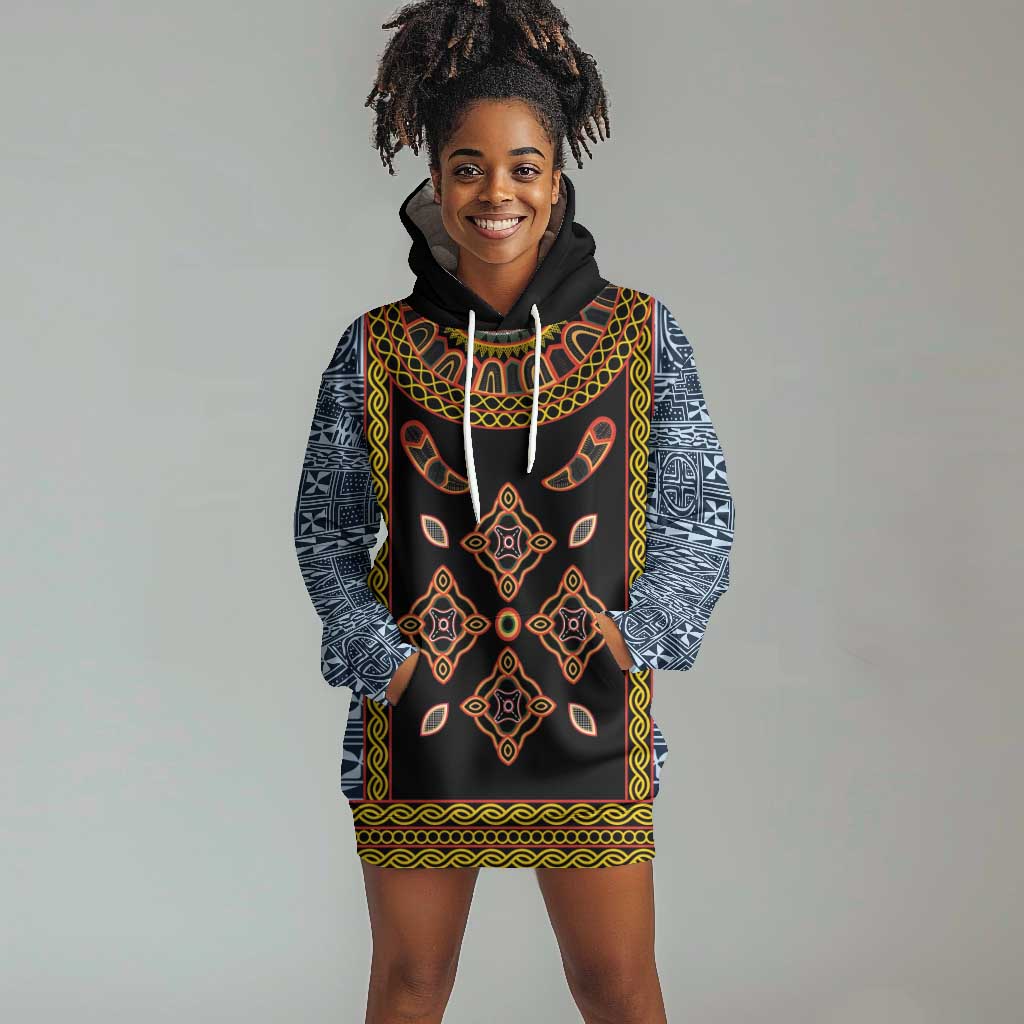 Cameroon Bamileke Toghu Pattern Hoodie Dress Bamenda Royal Cultural Design