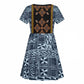 Cameroon Bamileke Toghu Pattern Kid Short Sleeve Dress Bamenda Royal Cultural Design